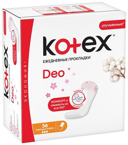 Прокладки ежедневные Kotex (Котекс) Normal Plus Deo (Нормал Плюс Део) №56